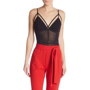 MATERIAL GIRL corset mesh black bodysuit size XS